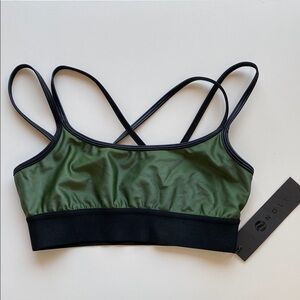 Noli Green and Black Sports Bra with Criss-Cross Straps size medium